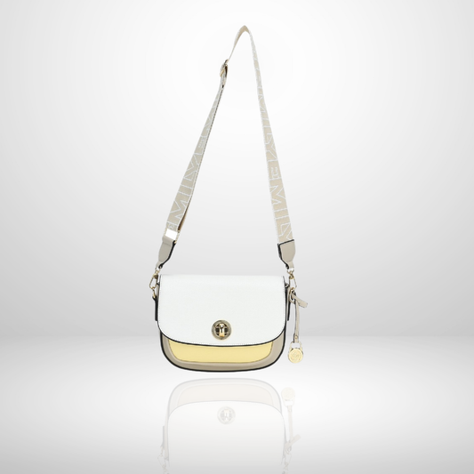 Ophelia Light Crossbody Bag with Woven Strap in Yellow