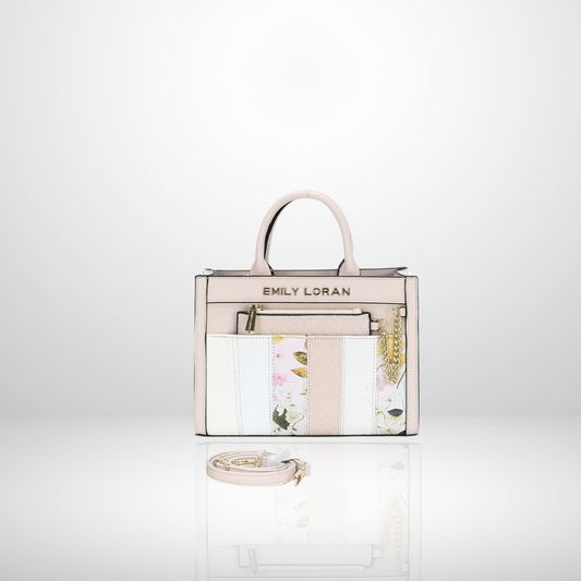 Small Structured Top Handle Tote Bag with Detachable Pouch