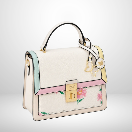 Janice Floral Turn Lock Top Handle Bag
