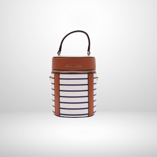 Laura Striped Top Handle Bucket Handbag