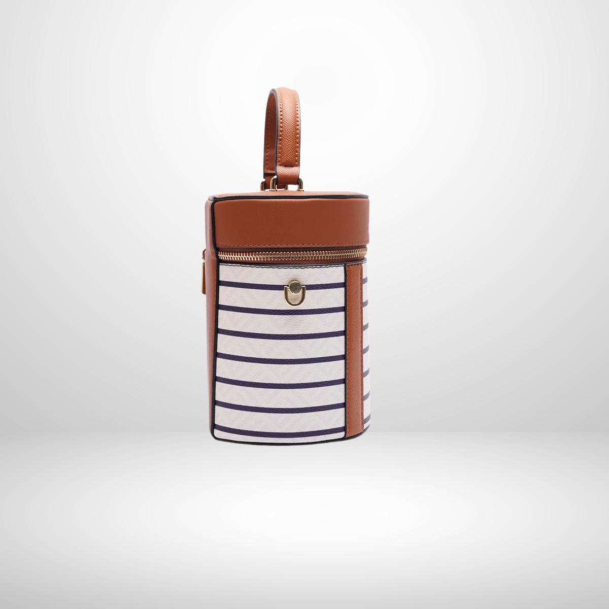 Laura Striped Top Handle Bucket Handbag