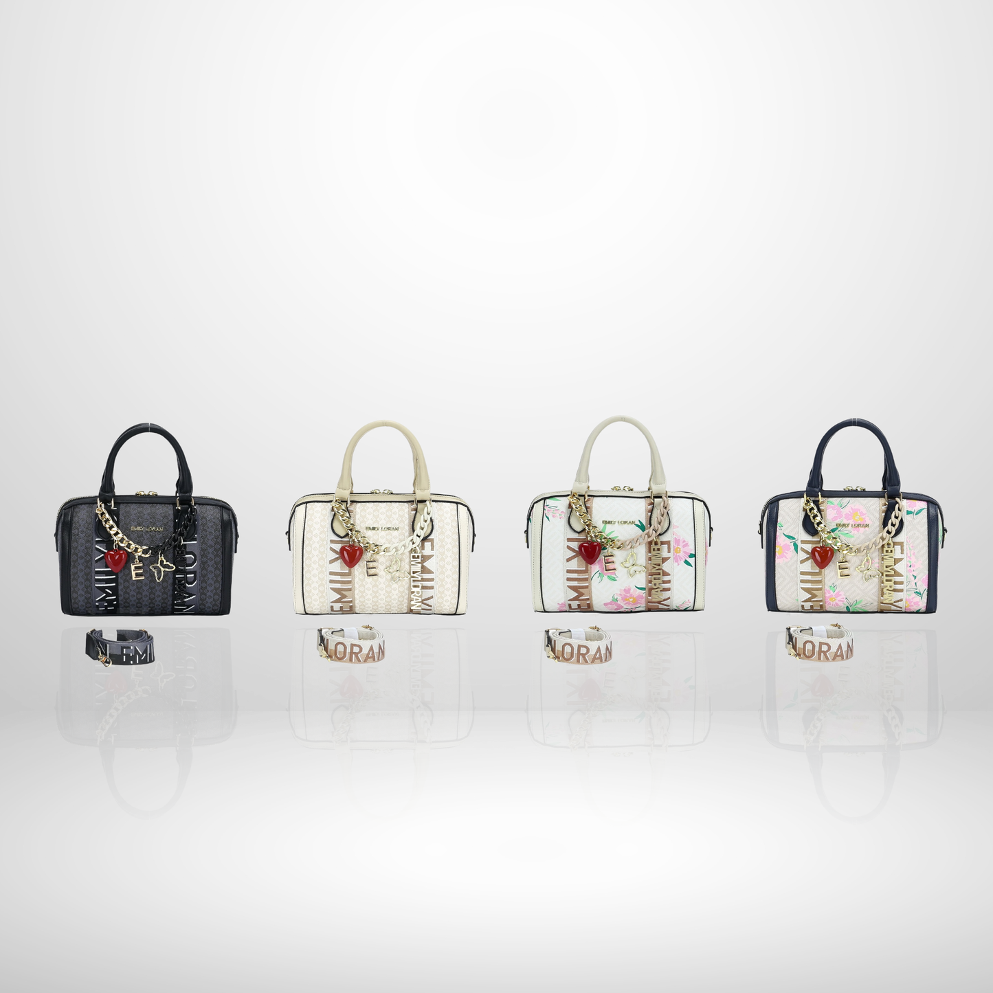 Faith Charm Top Handle Floral Bowling Bag with Strap