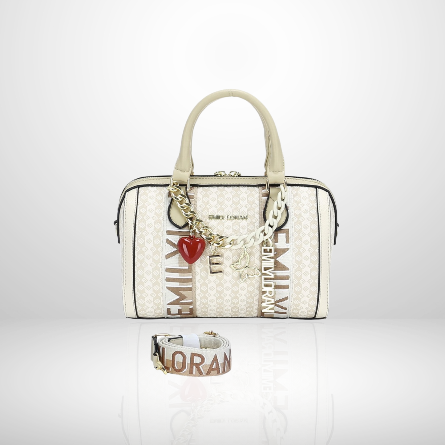 Faith Charm Top Handle Black Bowling Bag with Strap