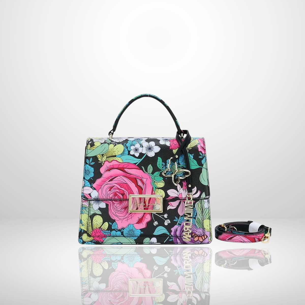 Camille Beige Floral Top Handle Bag