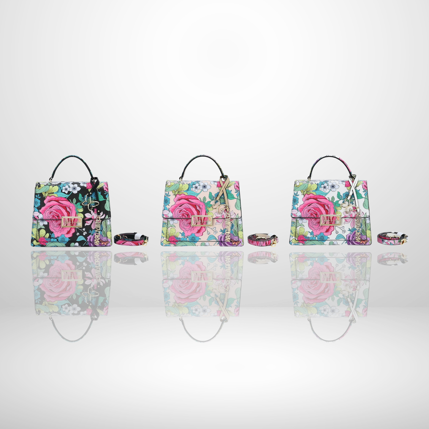 Camille Beige Floral Top Handle Bag
