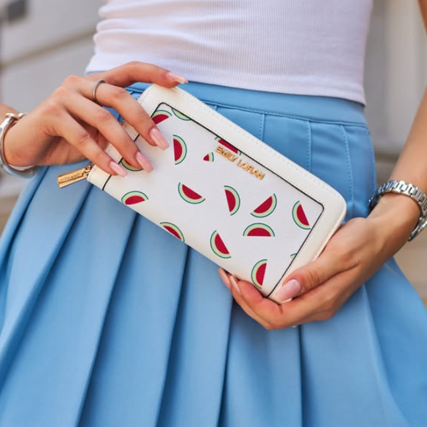 Watermelon Print Zip Around Wallet Purse