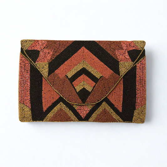 Burgundy Beaded Large Envelope Clutch