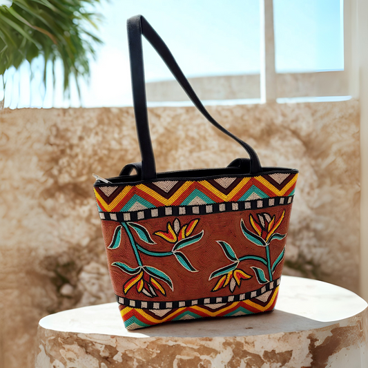 Floral Beaded Shoulder Bag