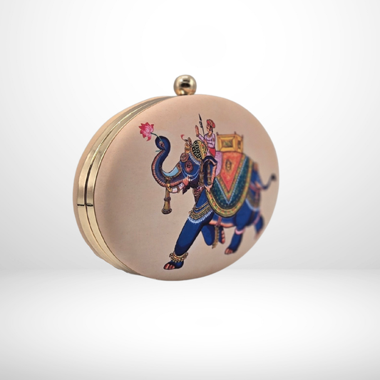 Elephant Print Fabric Box Clutch