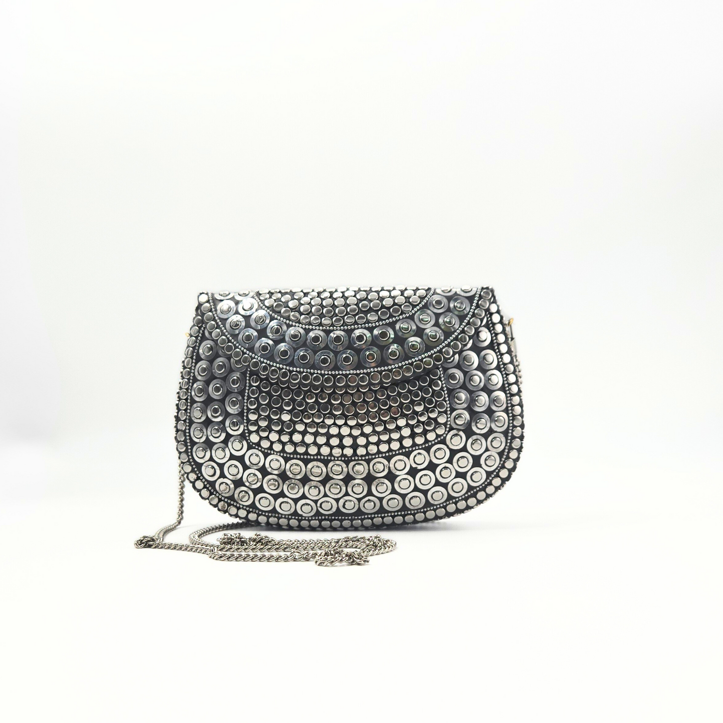 Silver Hammered Metal Box Bag