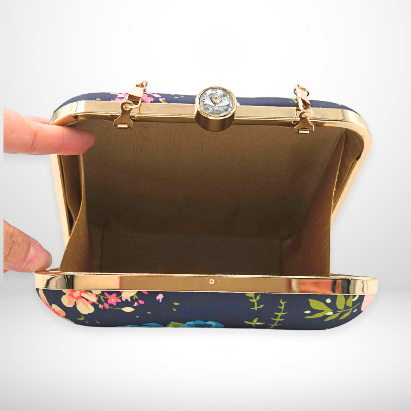 Rose Print Fabric Box Clutch