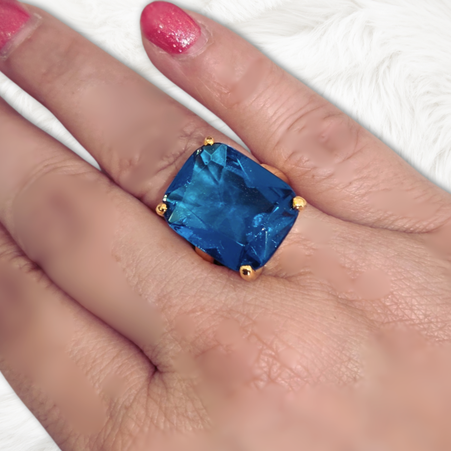 Teal Blue Cocktail Ring