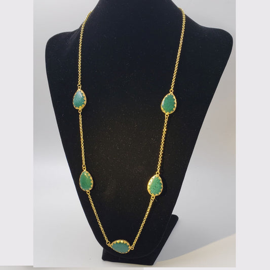 Goddess Teardrops Necklace in Green Aventurine