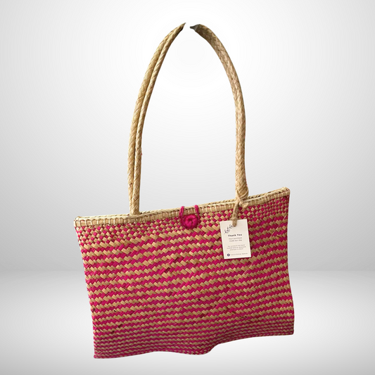 Hamime Palm Leaf Tote in Fuschia