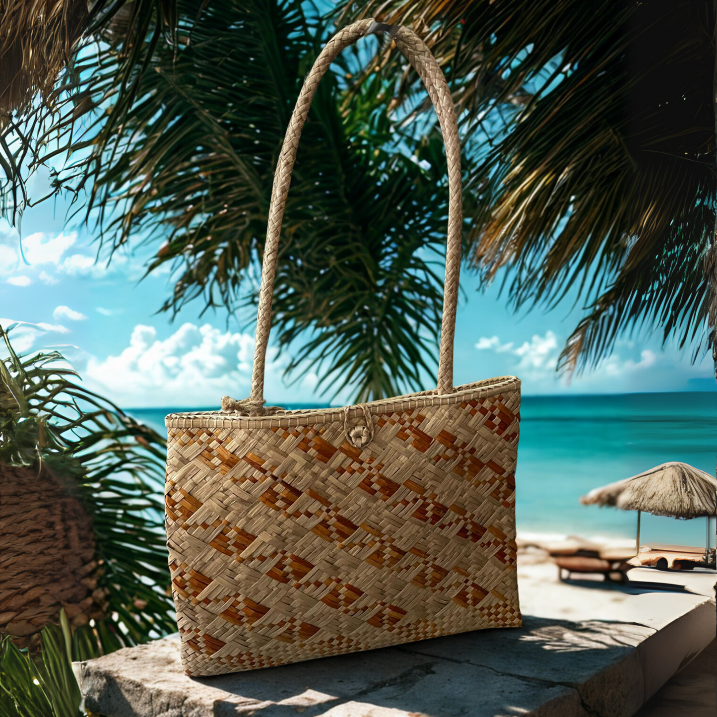Hamime Palm Leaf Tote in Orange