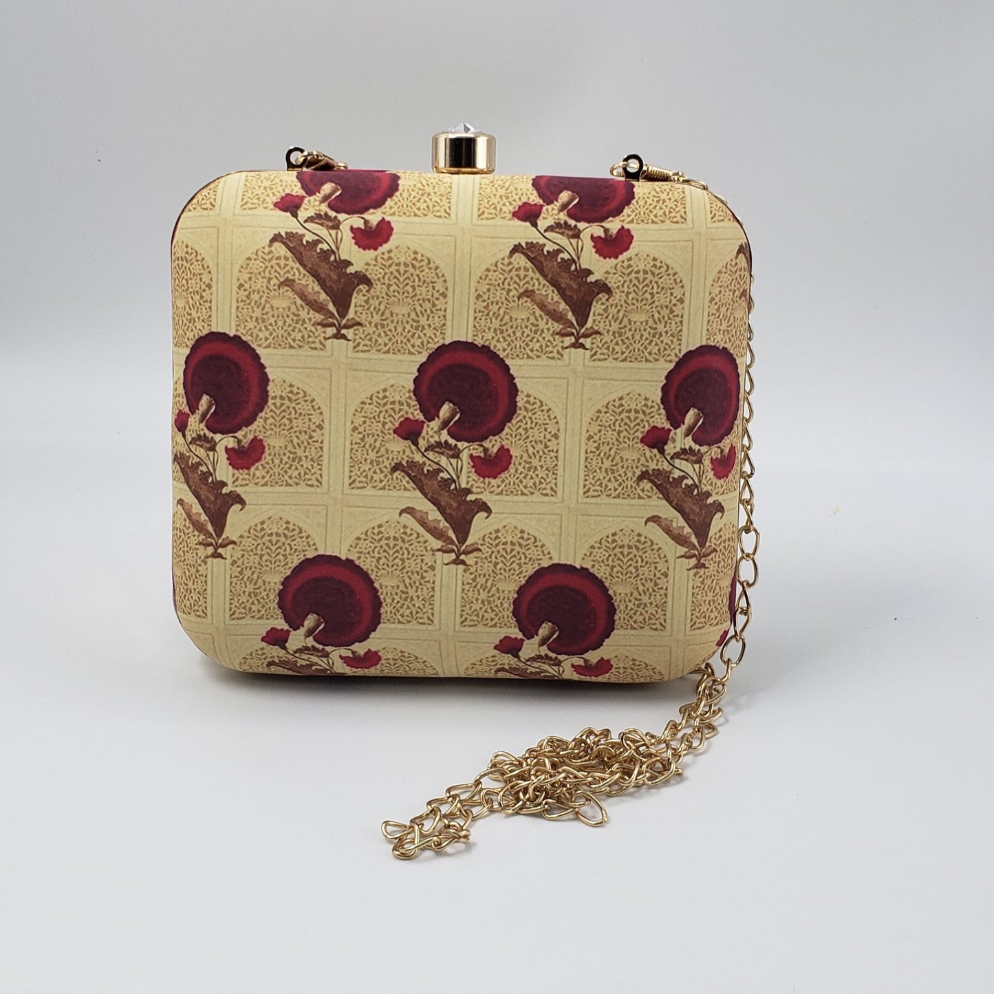 Iconic Fabric Print Box Clutch