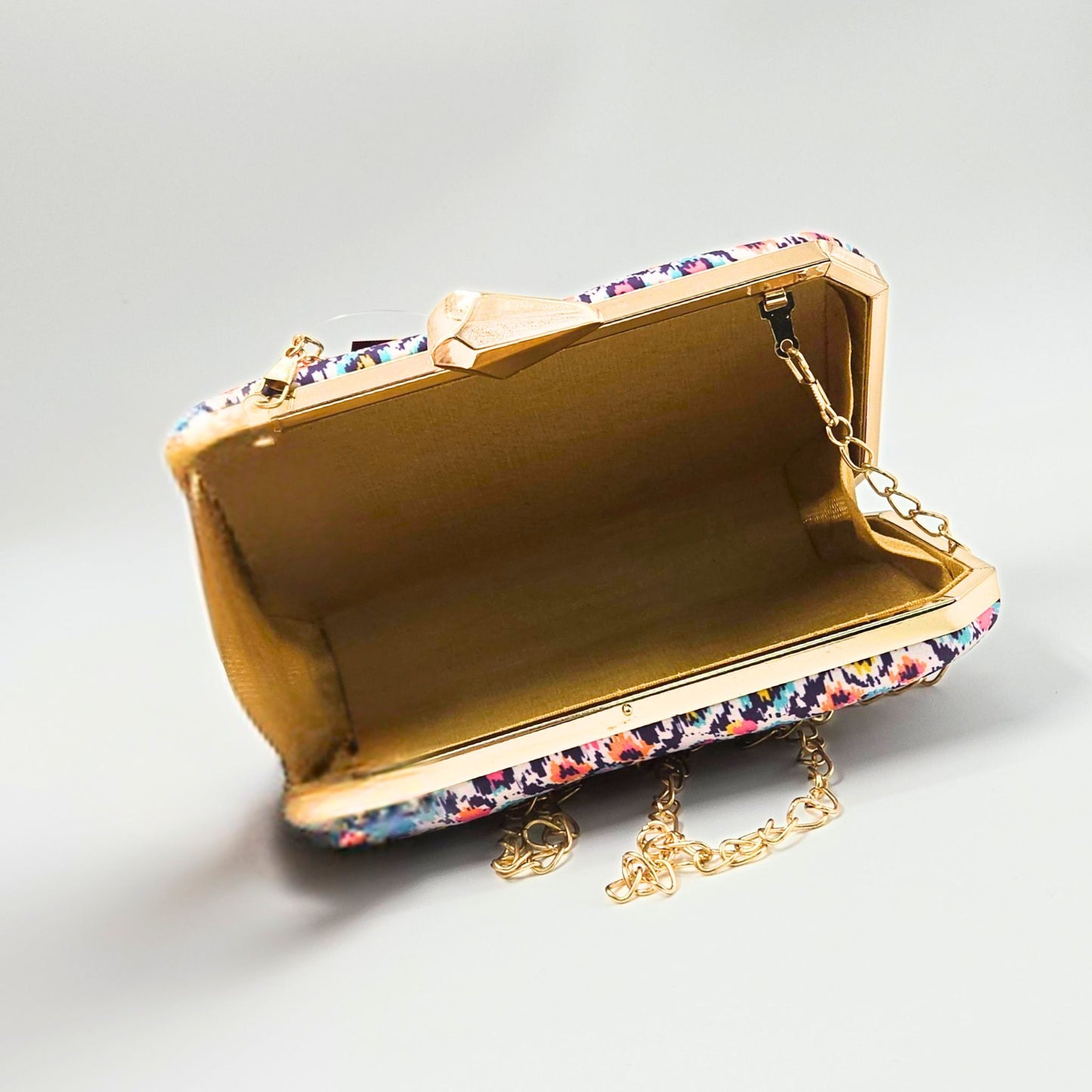 Ikat Fabric Box Clutch
