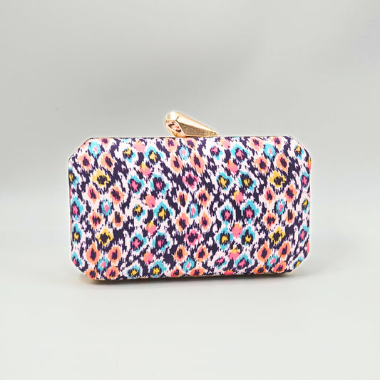 Ikat Fabric Box Clutch