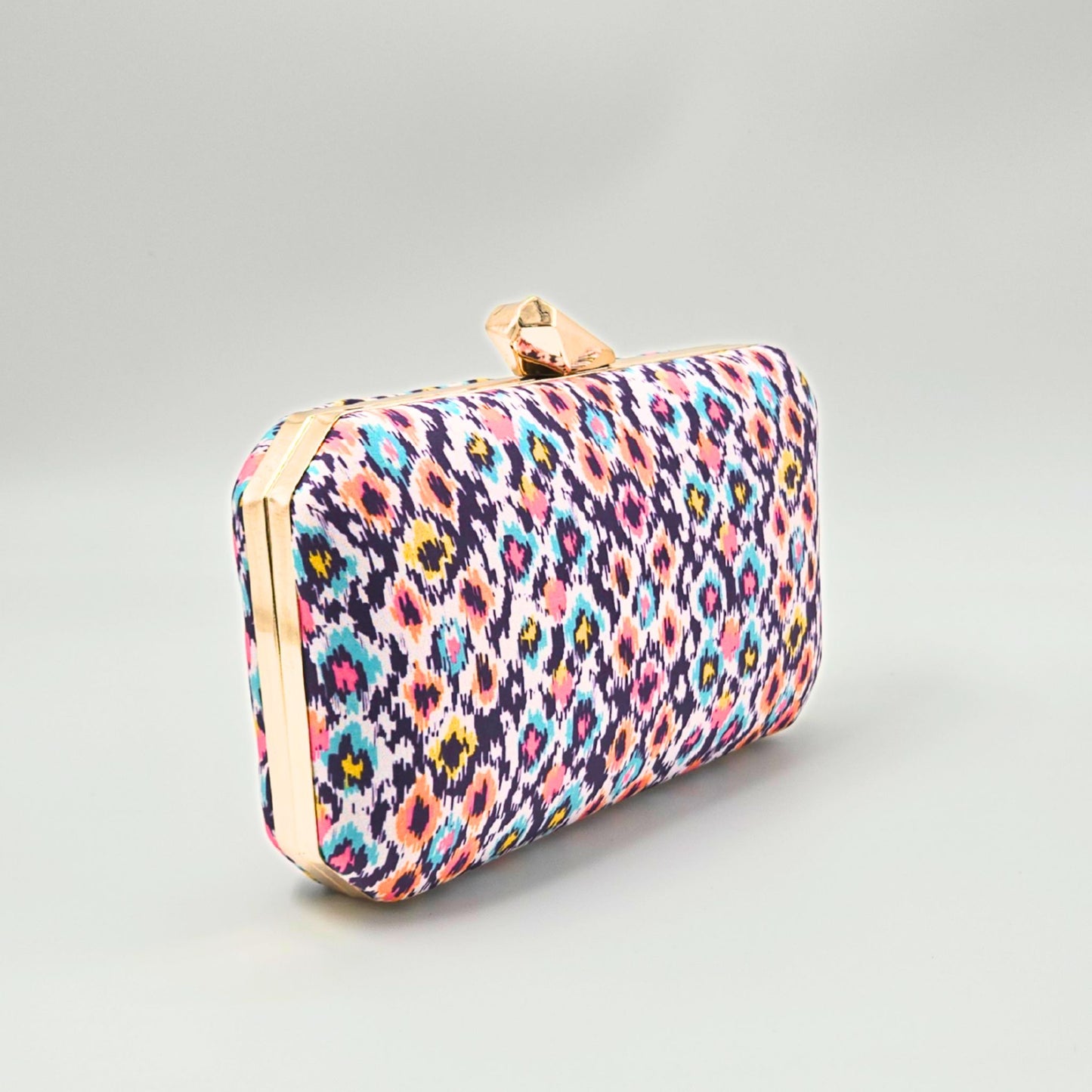 Ikat Fabric Box Clutch