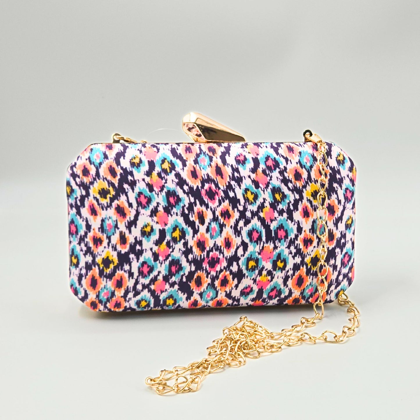 Ikat Fabric Box Clutch