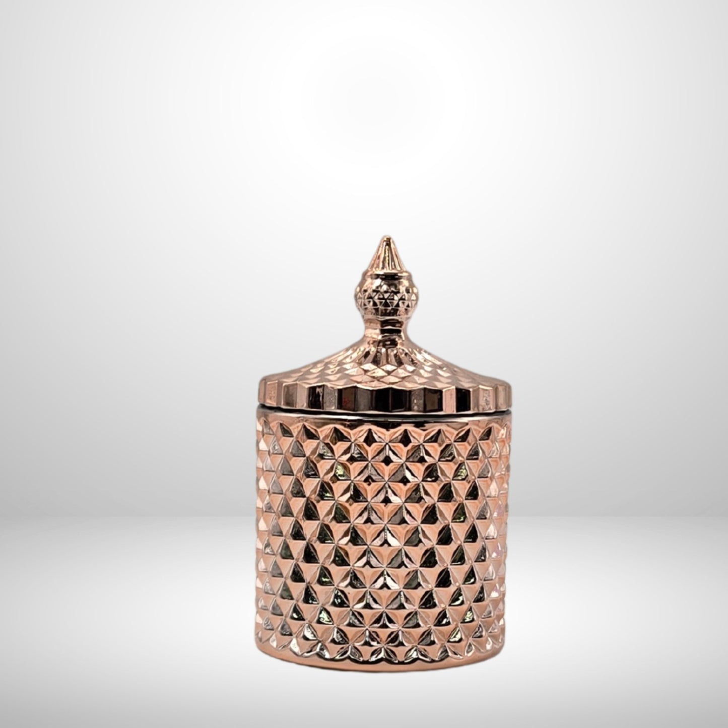Electroplated Crystal Jar in Rose Gold