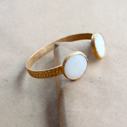The Bahiti Coin Cuff in Pearl