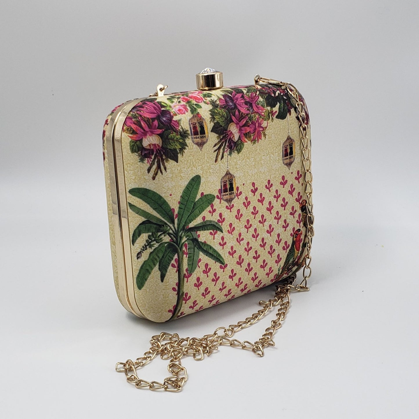 Mughal Fabric Print Box Clutch