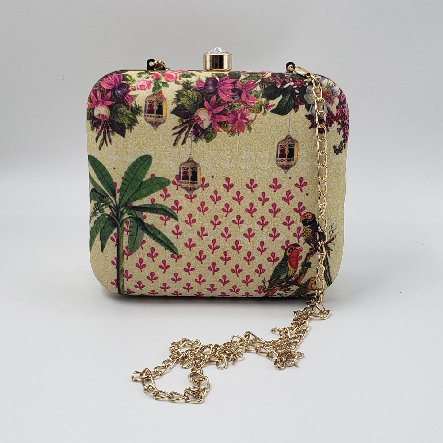 Mughal Fabric Print Box Clutch