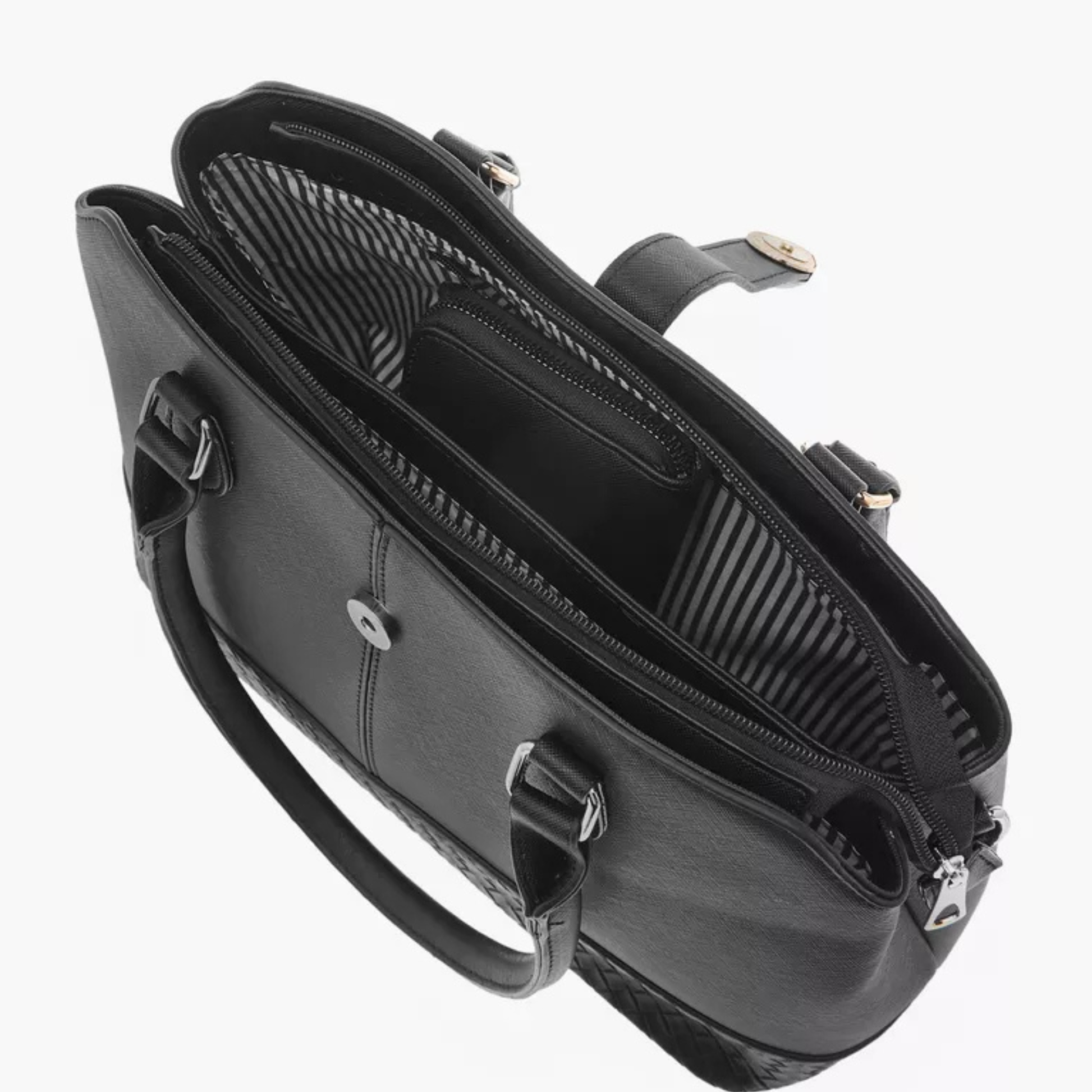 Smart Black 3-in-1 Bag Set with tote, wallet & crossbody in soft leather-look finish and gold accents. Stylish, spacious, perfect for daily HK fashion.