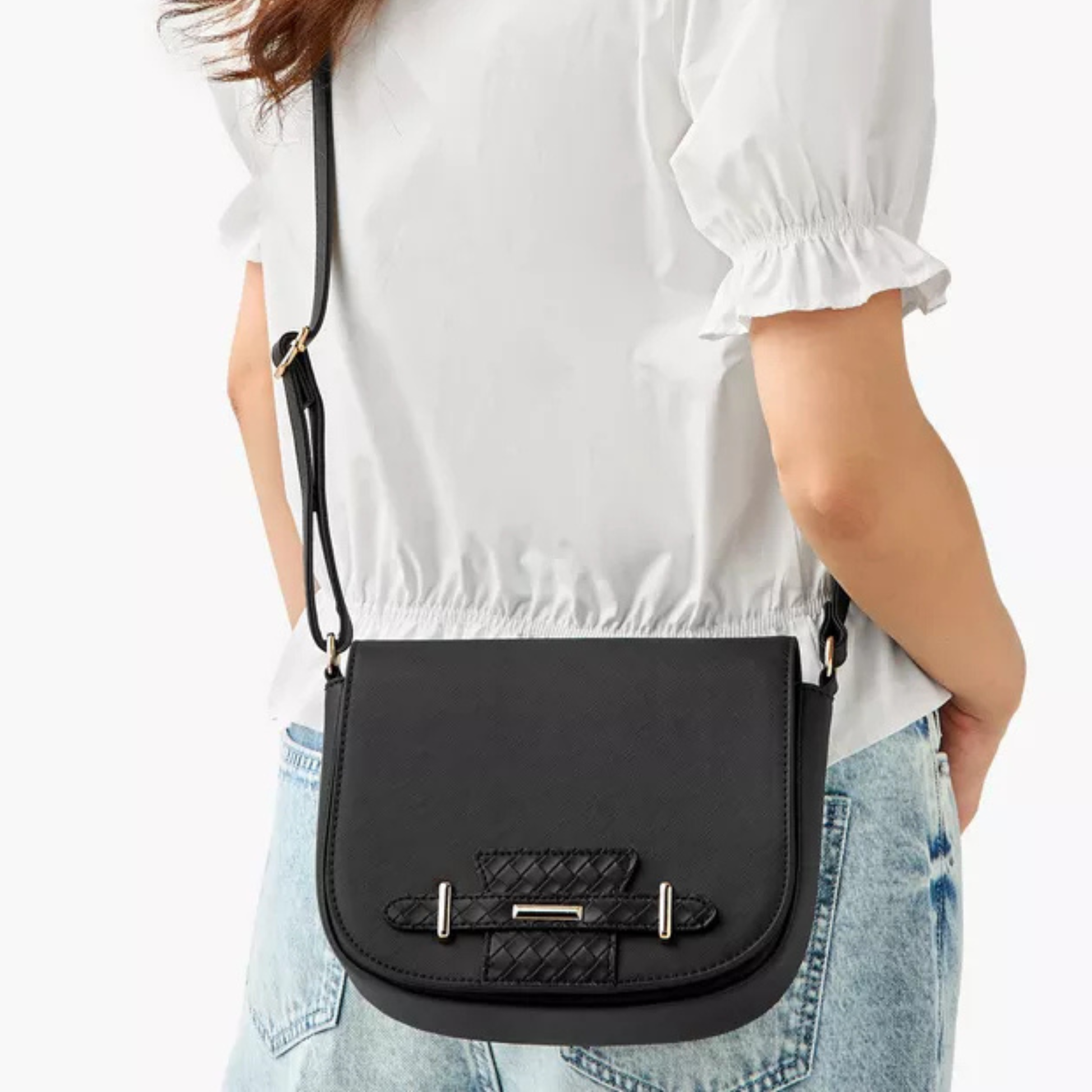 Smart Black 3-in-1 Bag Set with tote, wallet & crossbody in soft leather-look finish and gold accents. Stylish, spacious, perfect for daily HK fashion.