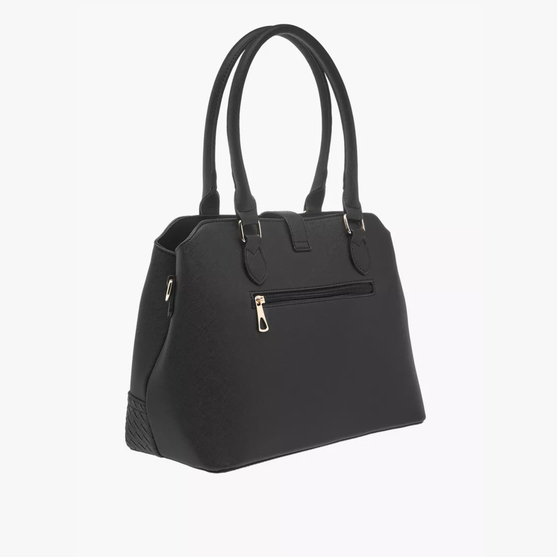 Smart Black 3-in-1 Bag Set with tote, wallet & crossbody in soft leather-look finish and gold accents. Stylish, spacious, perfect for daily HK fashion.