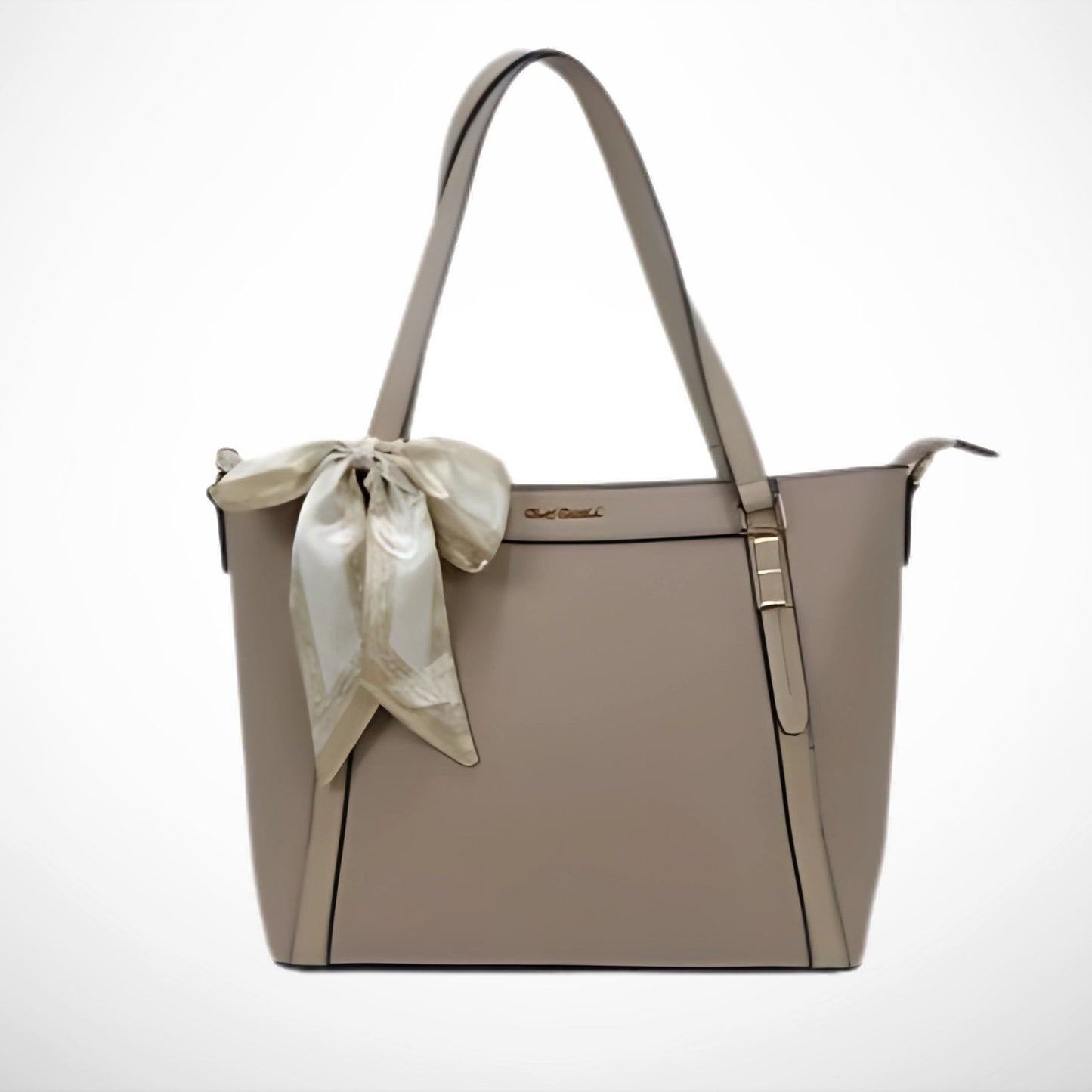 Beige Shoulder Bag with Scarf
