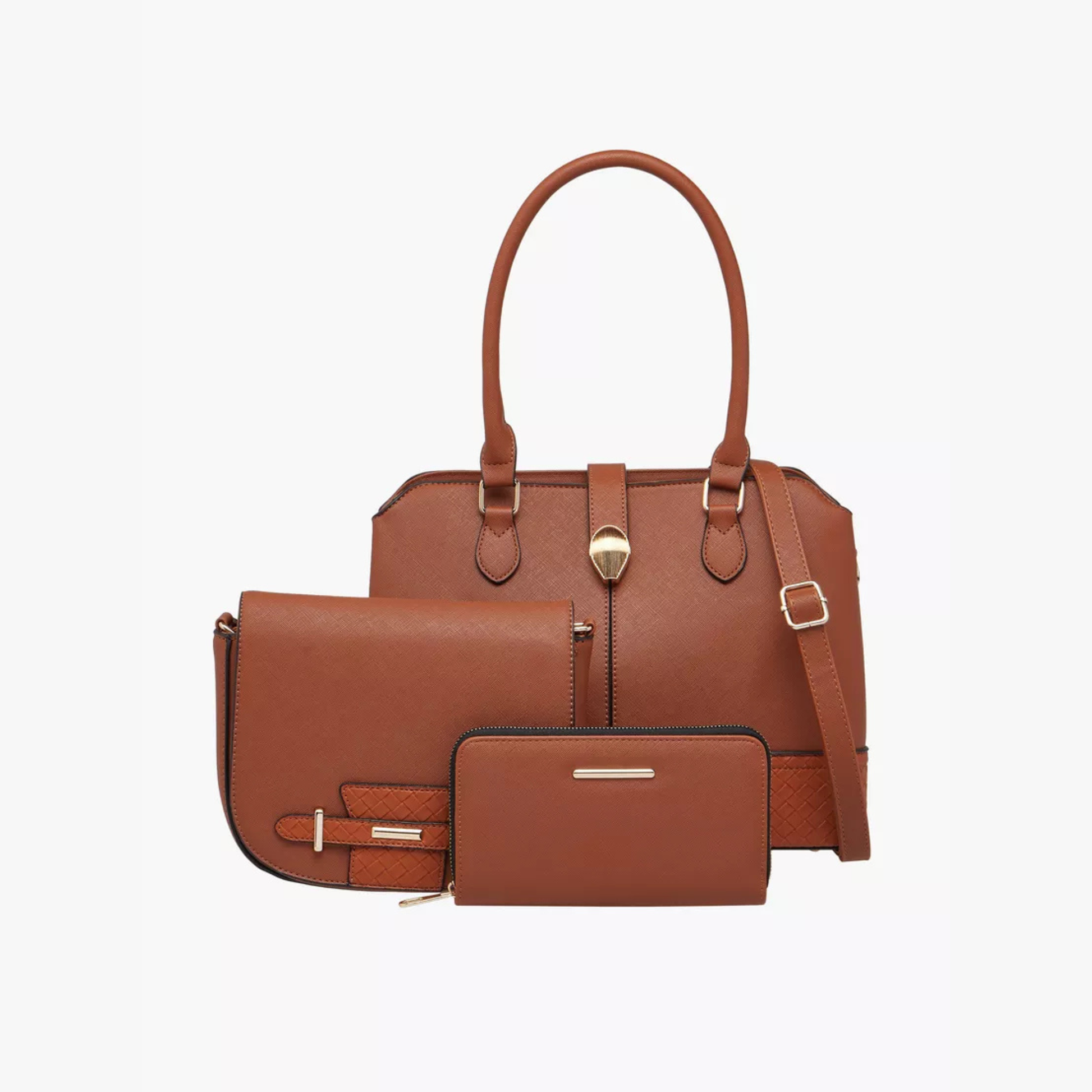 brown handbag set HK, 3-in-1 tote wallet crossbody, stylish bags Hong Kong