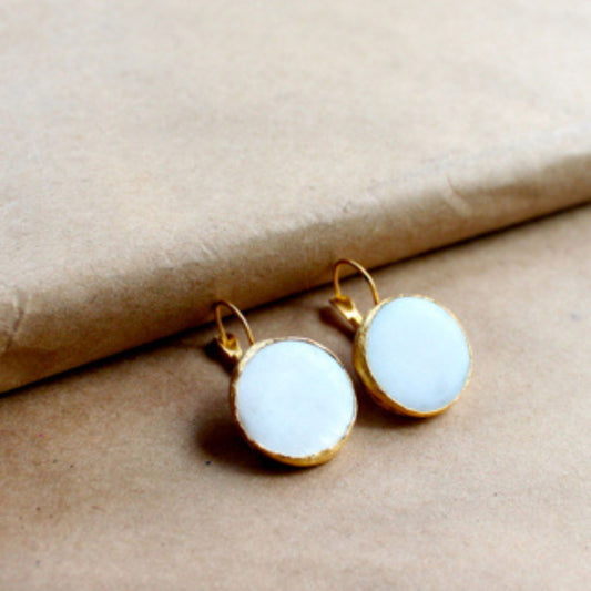 Pearl Disc Earrings in White