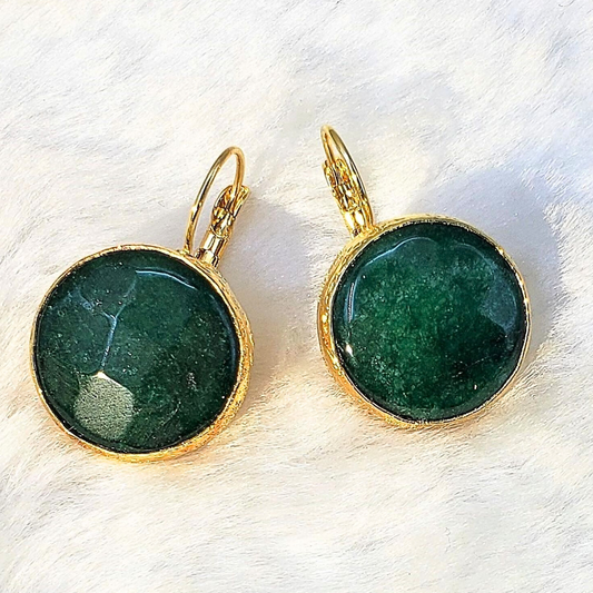 Divine Moon Earrings (Large) in Green Aventurine