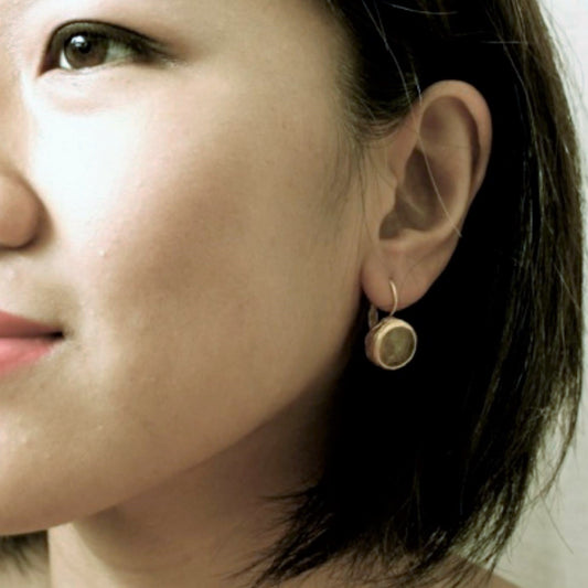 Divine Moon Earrings (Small) in Grey Agate