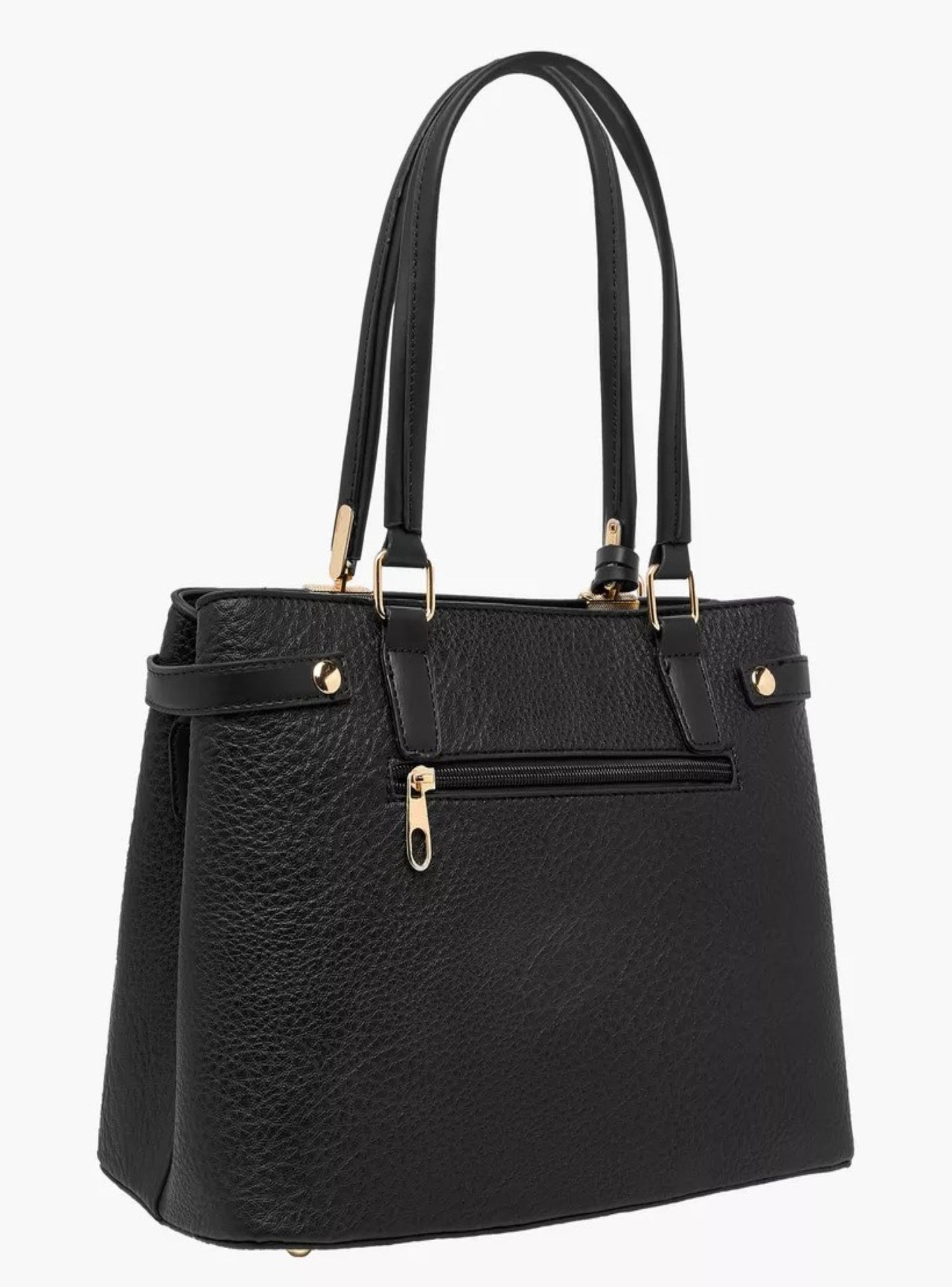 Black 3 piece Tote Bag Set with Crossbody Bag and Wallet