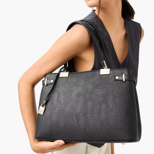 Black 3 piece Tote Bag Set with Crossbody Bag and Wallet