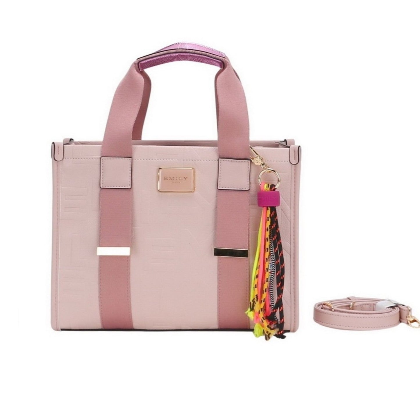 White Embossed Satchel Shopper with Tassle