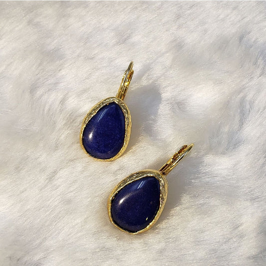 The Jewelled Teardrop Earrings (Large) in Blue Lapis