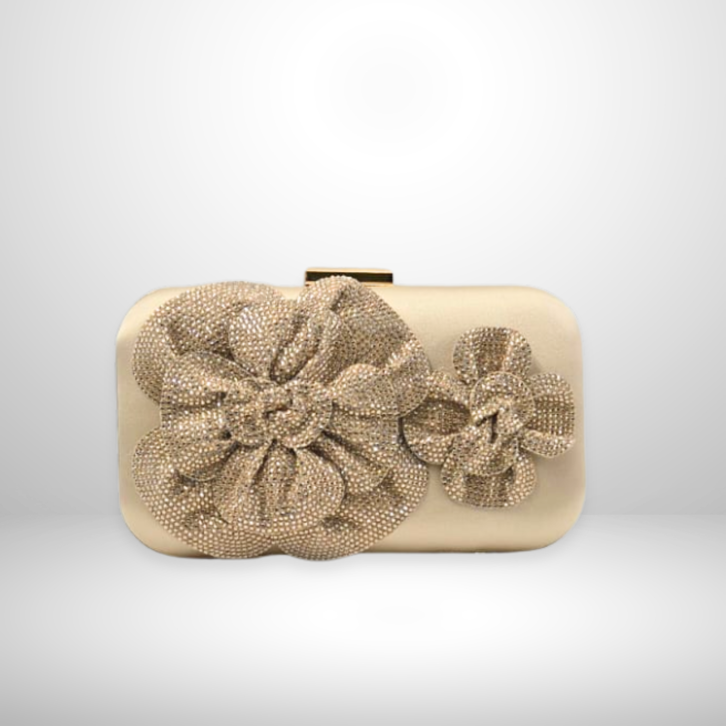 Silver Fleur Crystal Embellished Clutch