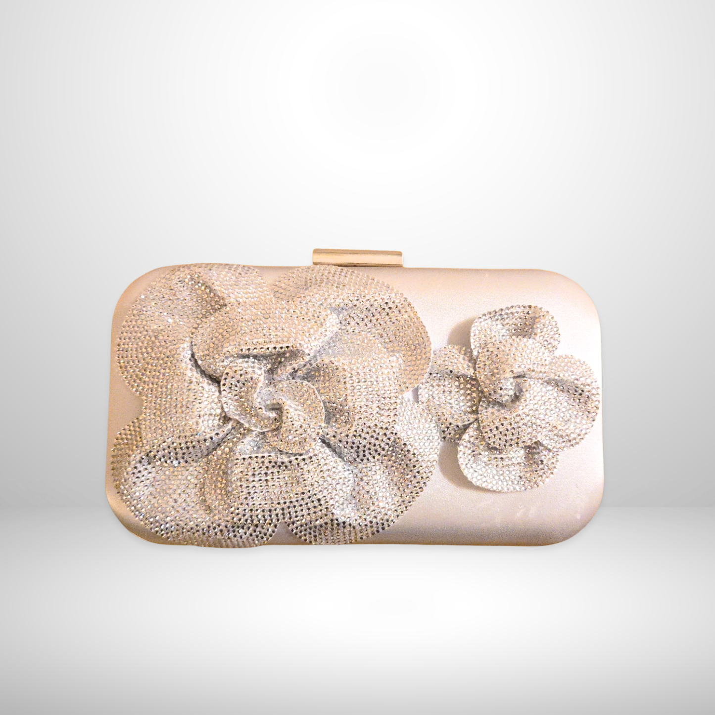 Silver Fleur Crystal Embellished Clutch