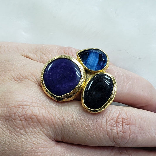 Ain Ring in Navy Lapis