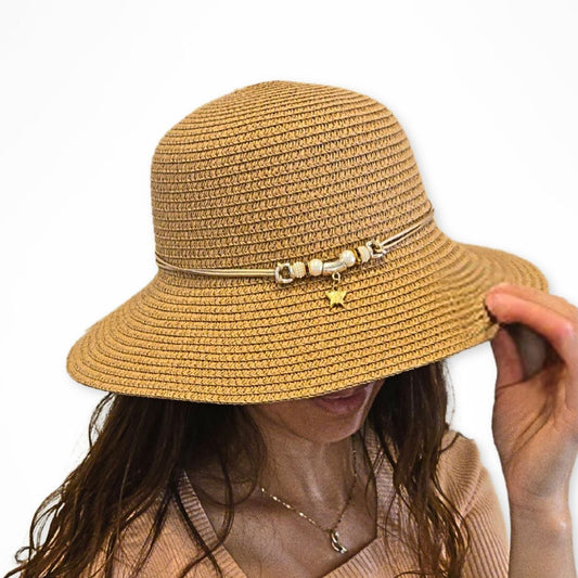 Butterfly & Pearls Straw Hat