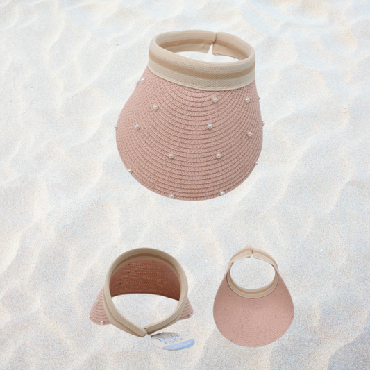 Pearl Scattered Straw Sun Visor Hat