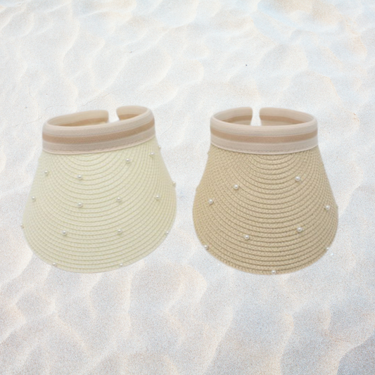 Pearl Scattered Straw Sun Visor Hat