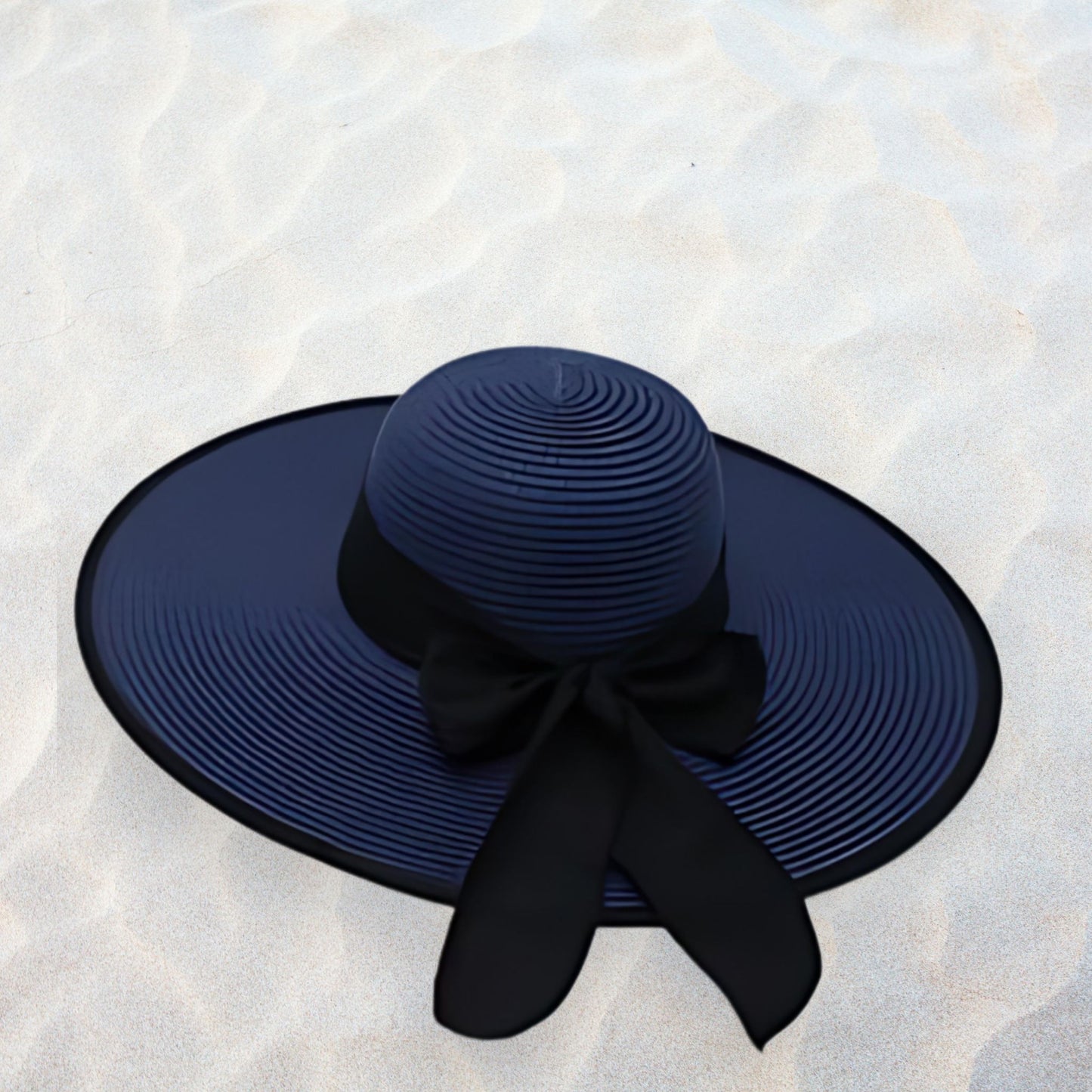 Black Ribbon Wide Brim Sun Hat