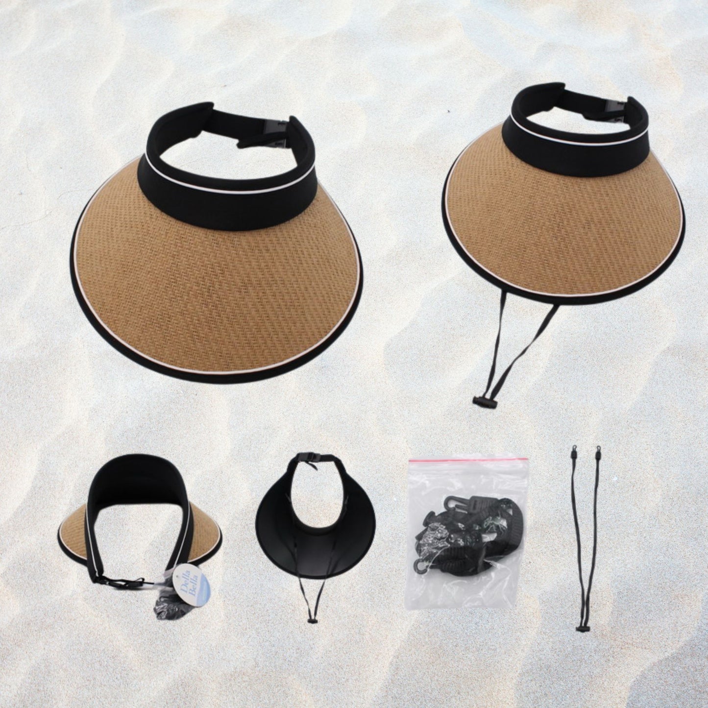 Woven Sun Visor with Black Trim & Adjustable Headband