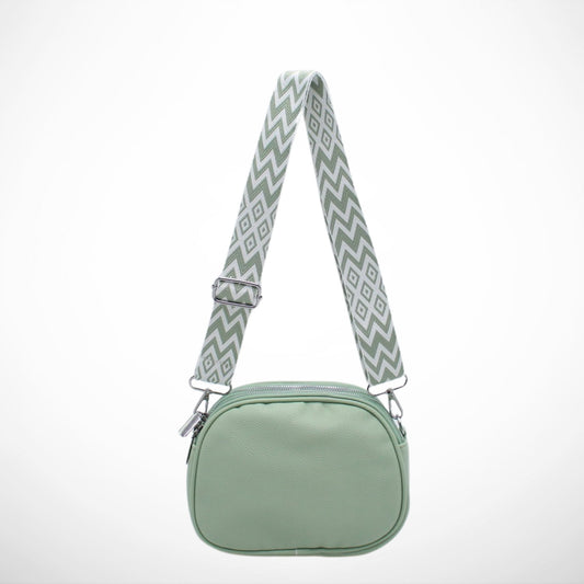 Green Crossbody with Woven Strap