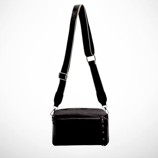 Black Crossbody with Woven Strap
